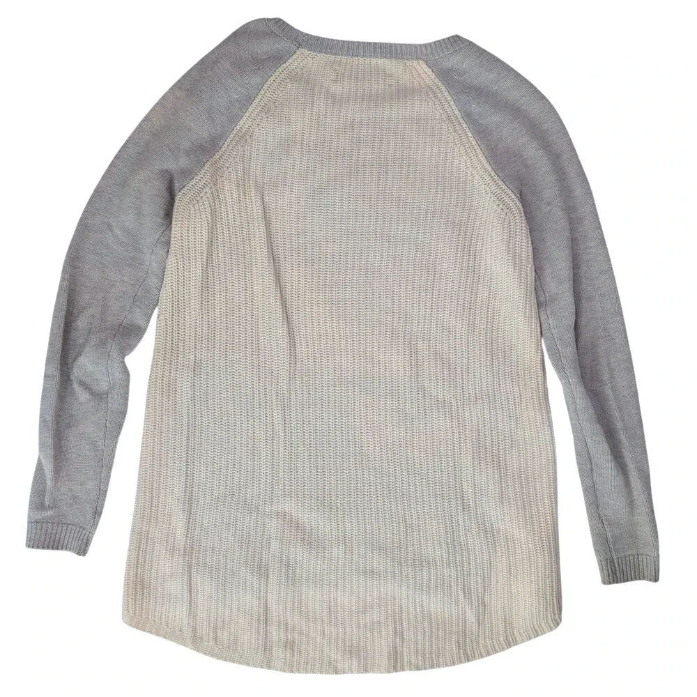 Loft Ann Taylor Cream‎ Gray Textured Pullover Sweater Women's Size XS